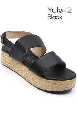 Yute Black Wedge Sandal